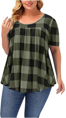 Acion Sexy Plus Size Tops for Women Ruffle Flowy Short Sleeve T Shirt -  ShopStyle